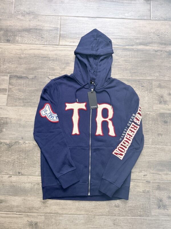 Sudadera True Religion Varsity Zip-Up Hoodie – Azul Marino